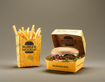 Free Burger Box Mockup PSD