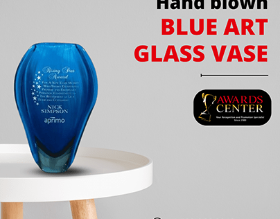 Blue Art Glass Vase Artistic Glass Awards