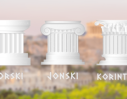 Illustration of Doric, Ionic and Corinthian columns