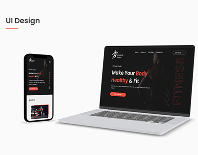 Responsive UI Design of Fitness App , Fitness Studio