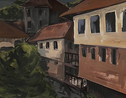 OLD BULGARIAN HOUSES, LANDSCAPE - 50/70 cm