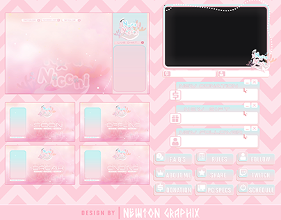 Project thumbnail - Cute pink vtuber twitch stream overlays