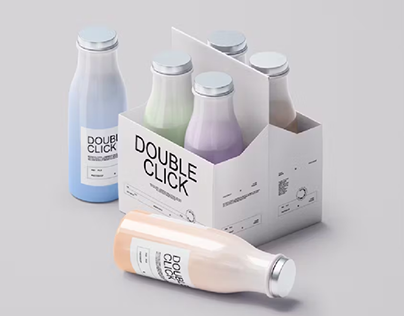 Yogurt Bottle and Box Mockup Set