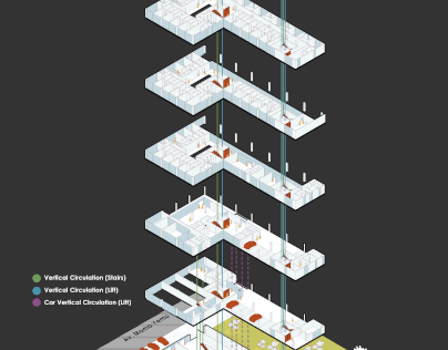 Exploded floor plan diagram of mix use project