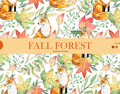 Watercolor Fall Forest seamless pattern