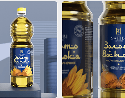Design labels for sunflower oil, design identity 3D