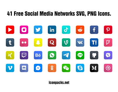 41 Free Social Media Networks SVG, PNG Icons