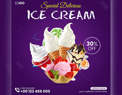 Ice-Cream Food Post Design Template
