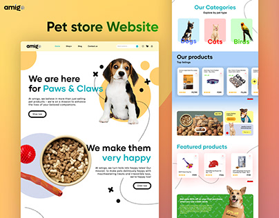 Amigo | Pet shop E-commerce Website - UI Design