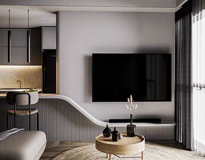 Grey Style Interior Rendering with 5 Render