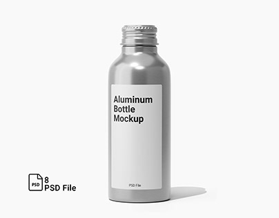 8 PSD Aluminum Bottle Mockup
