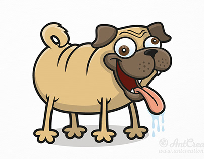 Pug Dog Cartoon Illustrations