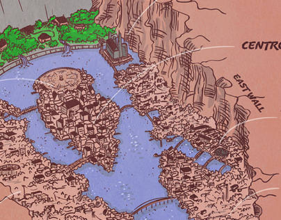 Sandshadow City Map - (Illustration for Sci Fi Novel)