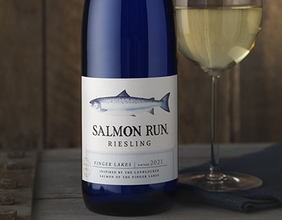 Salmon Run Wine Packaging Design & Logo