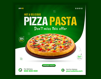 Pizza Pasta Social Media Post Design Template