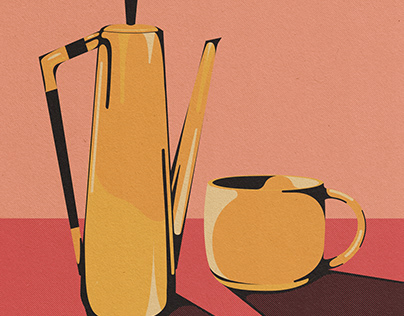 Mid Century Morning Coffee Illustration