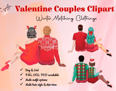 Valentine Couple Matching Cloths Clipart