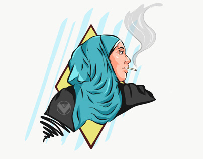 Smoking hijab woman