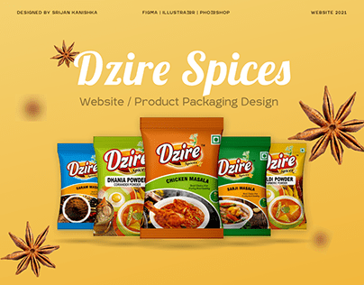 Dzire Spices Website/Product Packaging Design