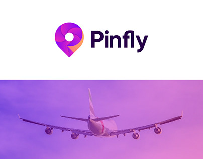 letter p, pin fly travel agency logo