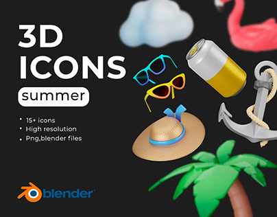 3D icons summer
