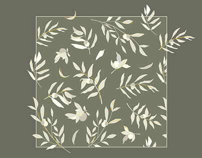 Wallpaper design. Olive branches pattern