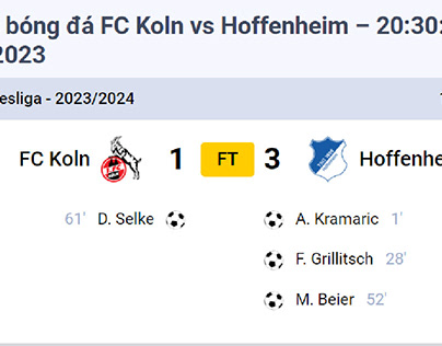 Chi tiết trận đấu FC Koln vs Hoffenheim ngày 16-09-2023