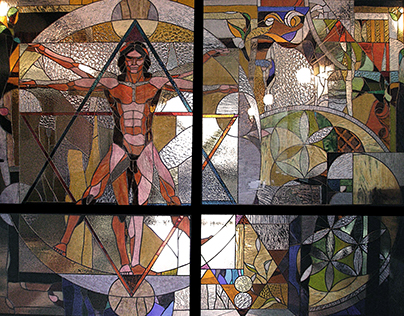 The Vitruvian Man Stained Glass