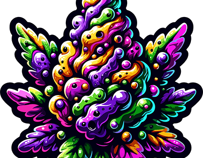 Vibrant Colorful Cannabis Buds Illustrations