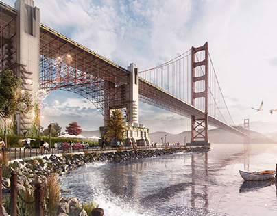 3D Render of Golden Gate Bridge in San Francisco