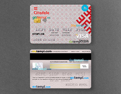 Latvia Citadele bank visa electron card template