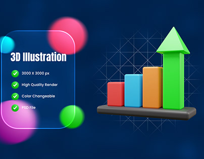 Business Growth up graph 3d illustration