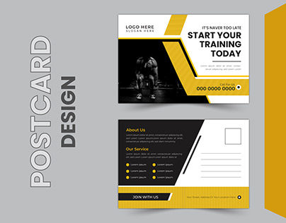 fitness business postcard design template