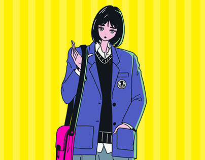 highschool girl illustration