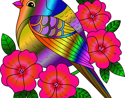 flower and bird coloring cover pic