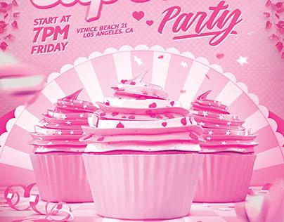 Cupcakes Party Flyer Birthday Fiesta Template