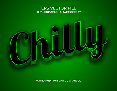 3D Chilly text style effect with green gradient
