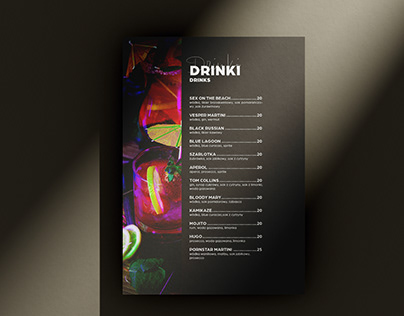 Coctails and Drinks Menu