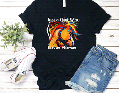 Abstract Western Girl loves horses T-Shirt