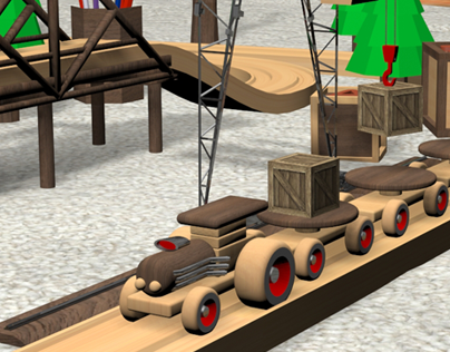 The wooden toy train - 3D modeling and animation