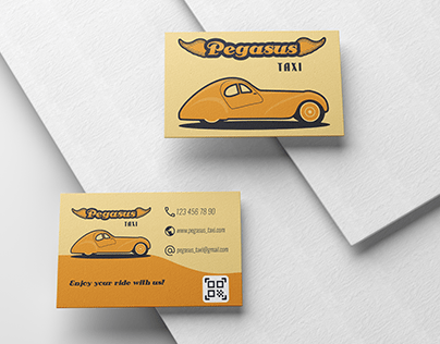 Retro design of taxi business cards "Pegasus"