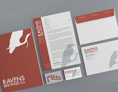 Raven's Brewing Co Stationary and Landing Page Design