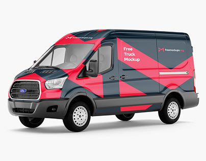 Free Mockup - Ford Transit Truck - Front Left View