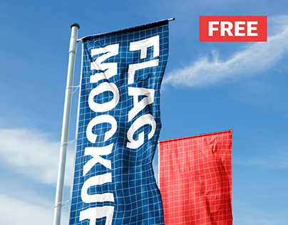 Free Flag PSD Mockup