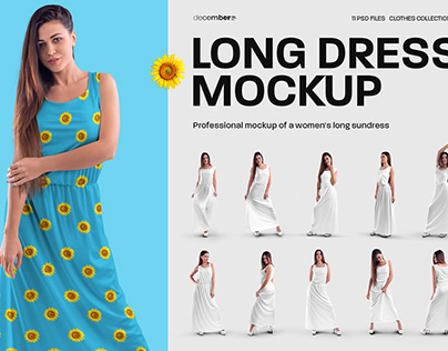 11 Women’s Long Dress Mockups (1 Free)