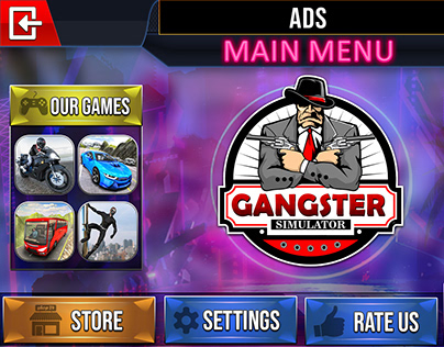Open World Gangster Game UI Design.