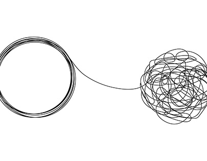 Chaotically tangled line drawing vector illustration.
