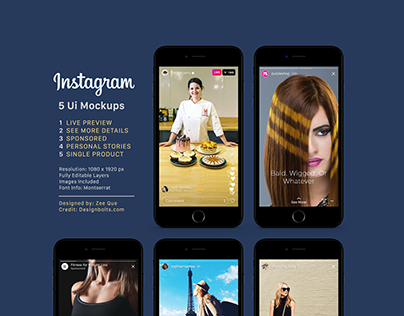 Free Instagram Sponsored, Live & Status Stories UI Mock