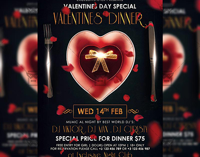 Valentines Dinner - Seasonal A5 Flyer Template