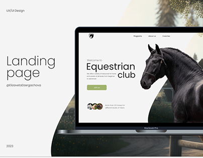Landing page for equestrian club